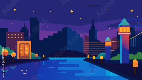 Vibrant cityscape at night