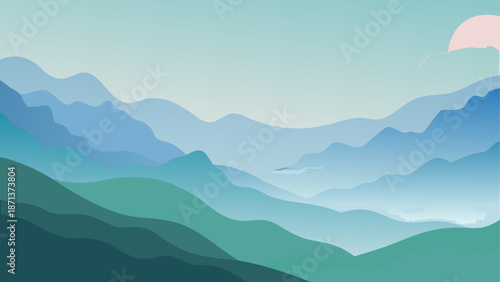 Serene mountain landscape at dawn