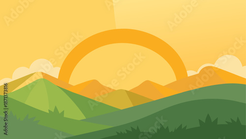 Sunset over mountain range