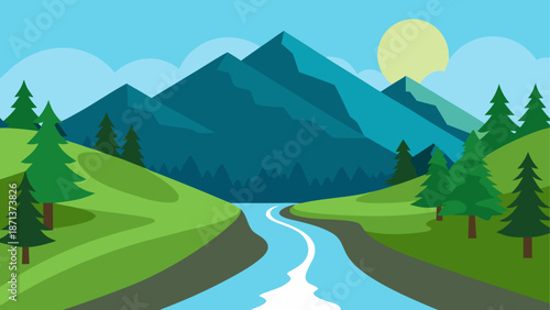 Serene mountain river landscape