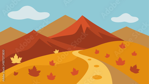 Autumn trail through mountain range