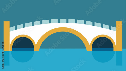 Illustrated arch bridge over water