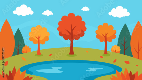 Autumn pond in a forest