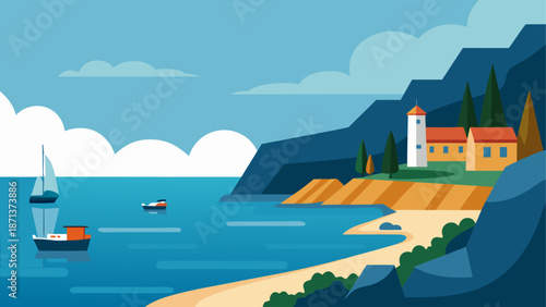 Serene coastal village