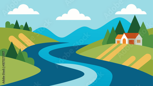 Serene river valley landscape