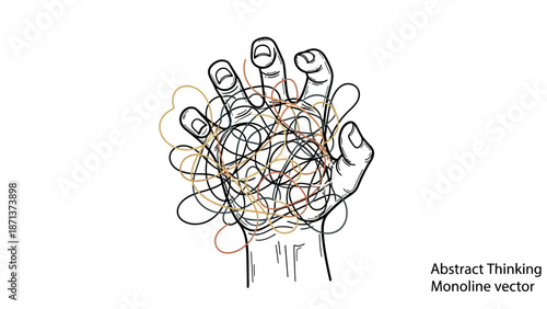 A minimalist illustration of a hand untangling a complex knot of lines, symbolizing the journey towards mental clarity, problem-solving, and simplifying intricate challenges