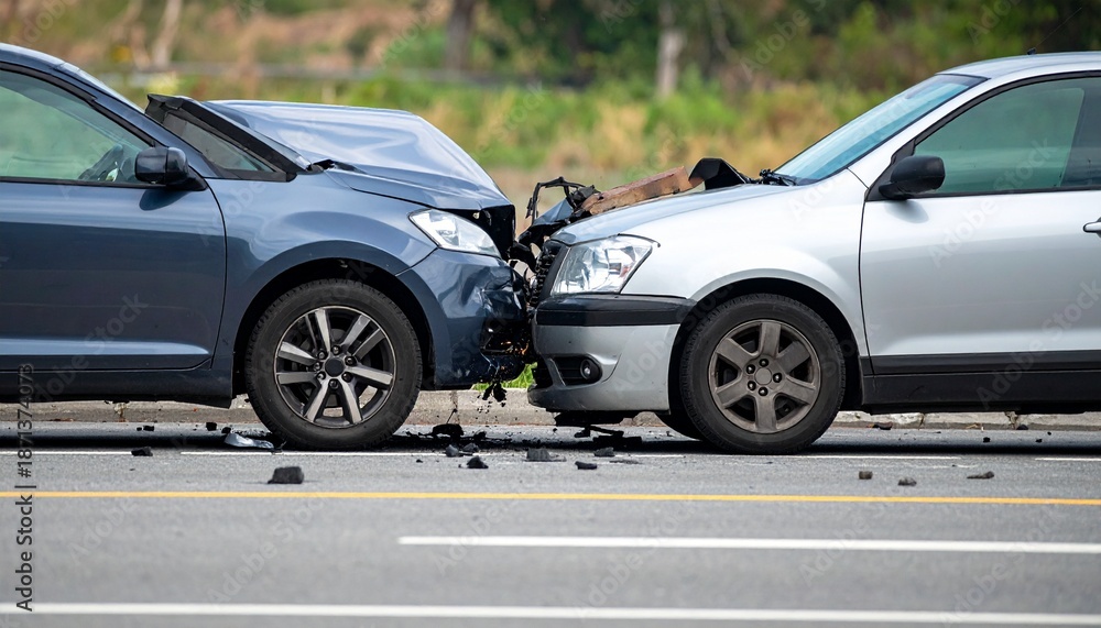 Fototapeta premium car crash on road