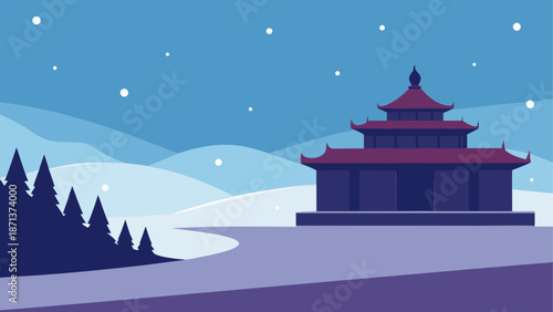 Snowy mountain temple