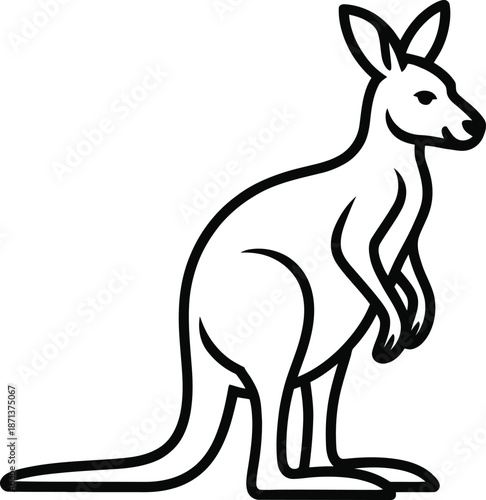 Black outline of a kangaroo standing on all fours animal