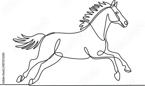One Line of a Galloping Horse one line black and white