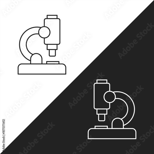 Modern Laboratory Microscope Icon Representing Professional Scientific Research, Clinical Diagnostic Testing, Medical Biotechnology Analysis, and Pharmaceutical Microbiological Study