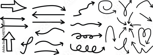 Collection of hand drawn arrows and curved pointers