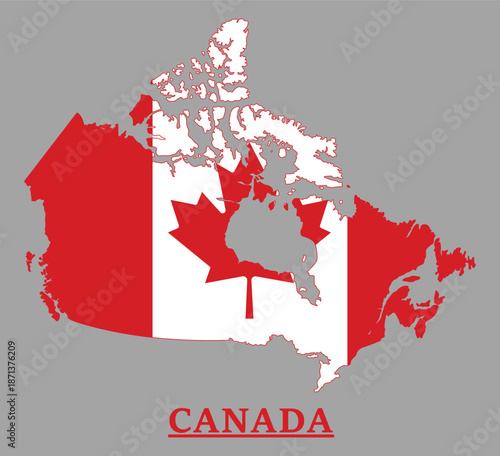 Canada map with flag national symbol for travel and