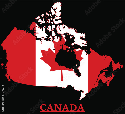 Canada map with flag national symbol for travel and
