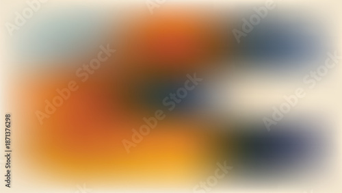 Dynamic abstract gradient background in vibrant orange amber tones contrasting with deep dark navy blue spots
