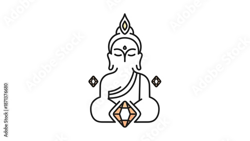 Minimalist Line Art of Buddha in Meditation Pose.