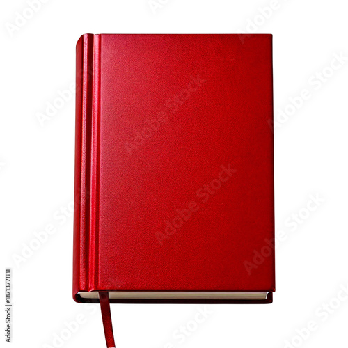 Red leather journal with bookmark