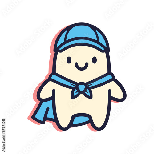 Cute Cartoon Superhero Tooth Character Design