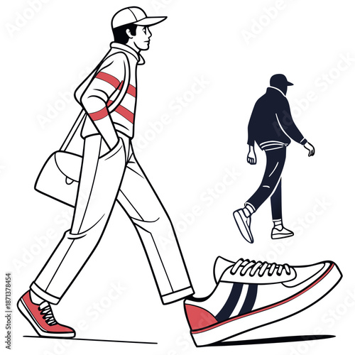 Man walking with large shoes