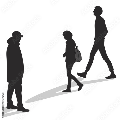 People walking in a line