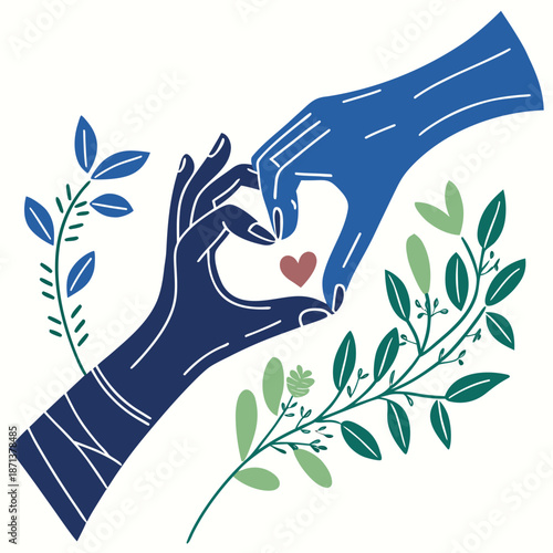 Hands forming a heart with leaves