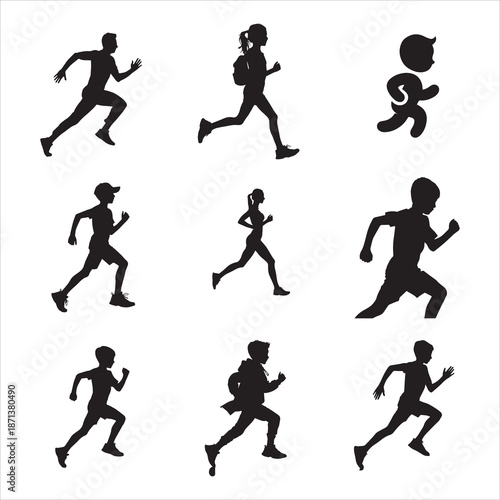 Athletic Jogging Person Silhouette Motion Style