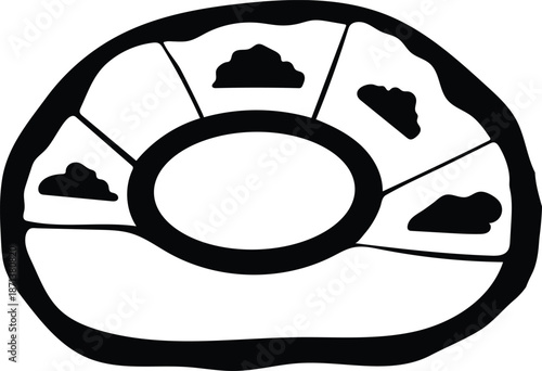 Abstract organic silhouette vector design illustrating a segmented internal structure with distinct cellular elements, perfect for scientific concepts