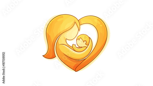 Loving mother holding baby in heart shaped embrace warmly