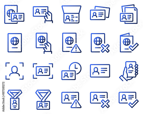 Simple Set of ID and Verification Related Vector Line Icons