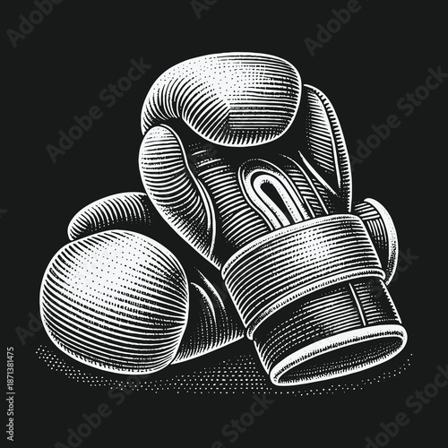 Vintage Boxing Gloves Illustration: A Timeless Sport Icon.