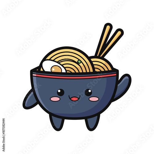 Cute Cartoon Ramen Character Illustration