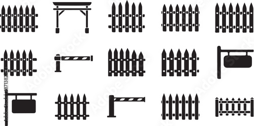Black and white fence gate silhouette
