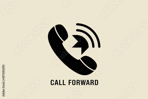 Black silhouette icon represents a telephone receiver indicating an active call forwarding function symbol.