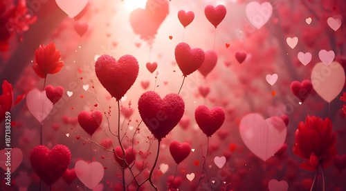 red hearts background