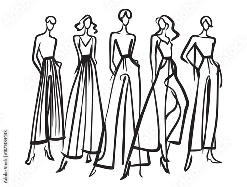 Fashion models. Sketch. Woman doodles abstract