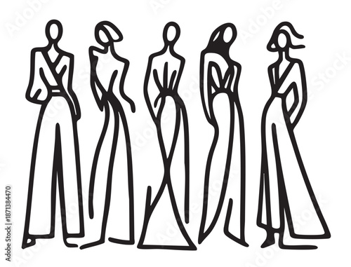 Fashion models. Sketch. Woman doodles abstract