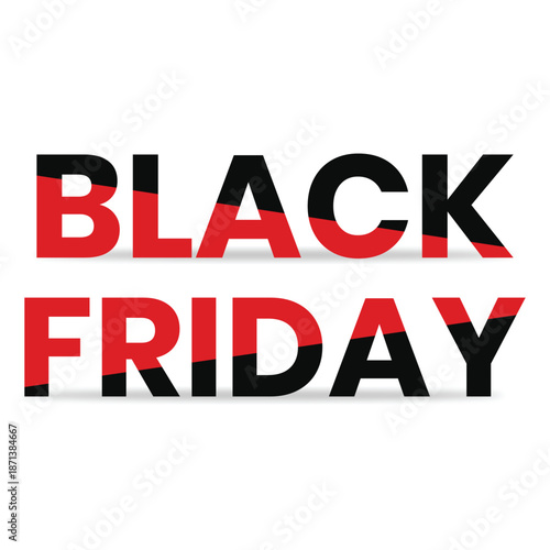 Black Friday typography poster vector. Bold modern text with high contrast color blocks. Clean promotional design for retail marketing.