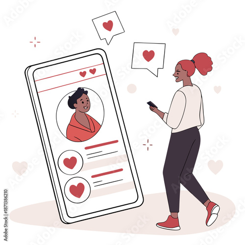 Woman interacting with social media on phone