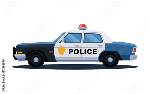 Police car with flashing light on top  law enforcement vehicle
