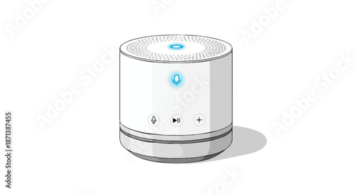 Smart speaker with voice assistant technology, modern home device for audio and control