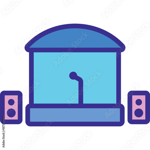 Stage with microphone and speakers icon
