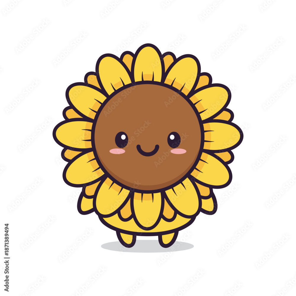 Obraz premium Adorable Cartoon Sunflower Character Illustration