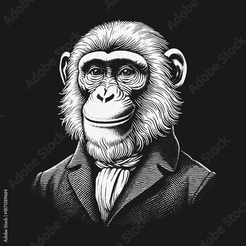 Chimpanzee in a Suit: A Portrait of Sophistication and Intelligence.