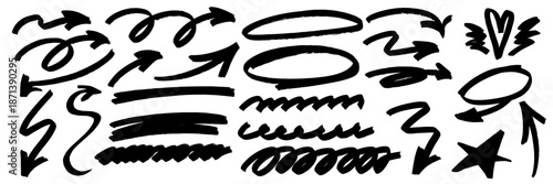 Textured underline details guide the eye to a hand drawn arrow. Marker accents deliver highlight energy, while underline mirrors the arrow with graphic marker rhythm.