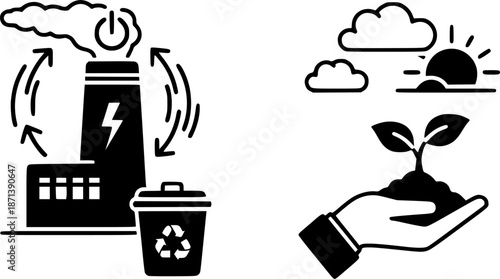 waste to energy icon , environment icon
vector silhouette illustration isolated on white background 