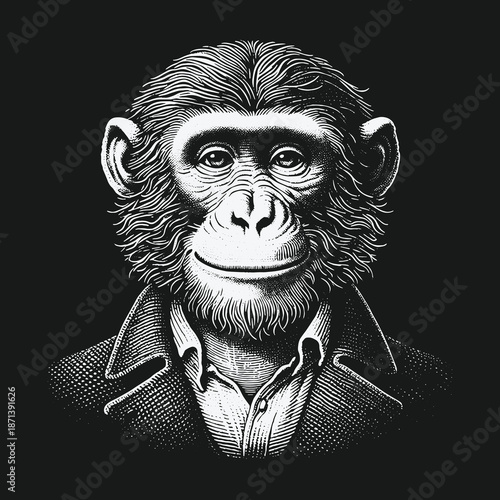 Sophisticated Monkey Portrait: A Fusion of Wildlife and Refined Style.