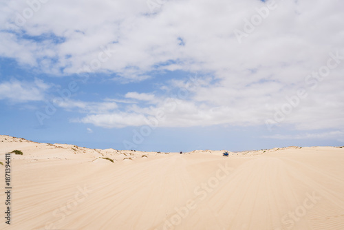 Wallpaper Mural Panoramic view from a road in the Cape Verdean desert, Tourist off-road 4x4 running on the desert road.Boa Vista, Cape Verde. Torontodigital.ca