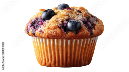 Blueberry muffin isolated on a white background