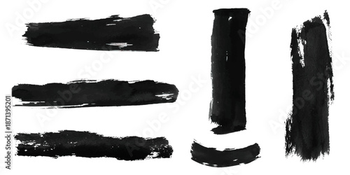 set of black ink splashes. Grunge Paint stripe . Vector brush Stroke. Distressed banner. Black isolated paintbrush collection. Ink stripes grunge texture.
