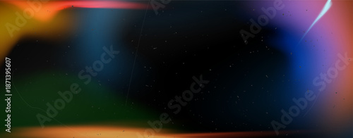 Vintage light film leak effect creates warm yellow and orange glow with realistic camera flare. Retro movie texture overlay features chromatic burn and grain for old analogue cinema look.